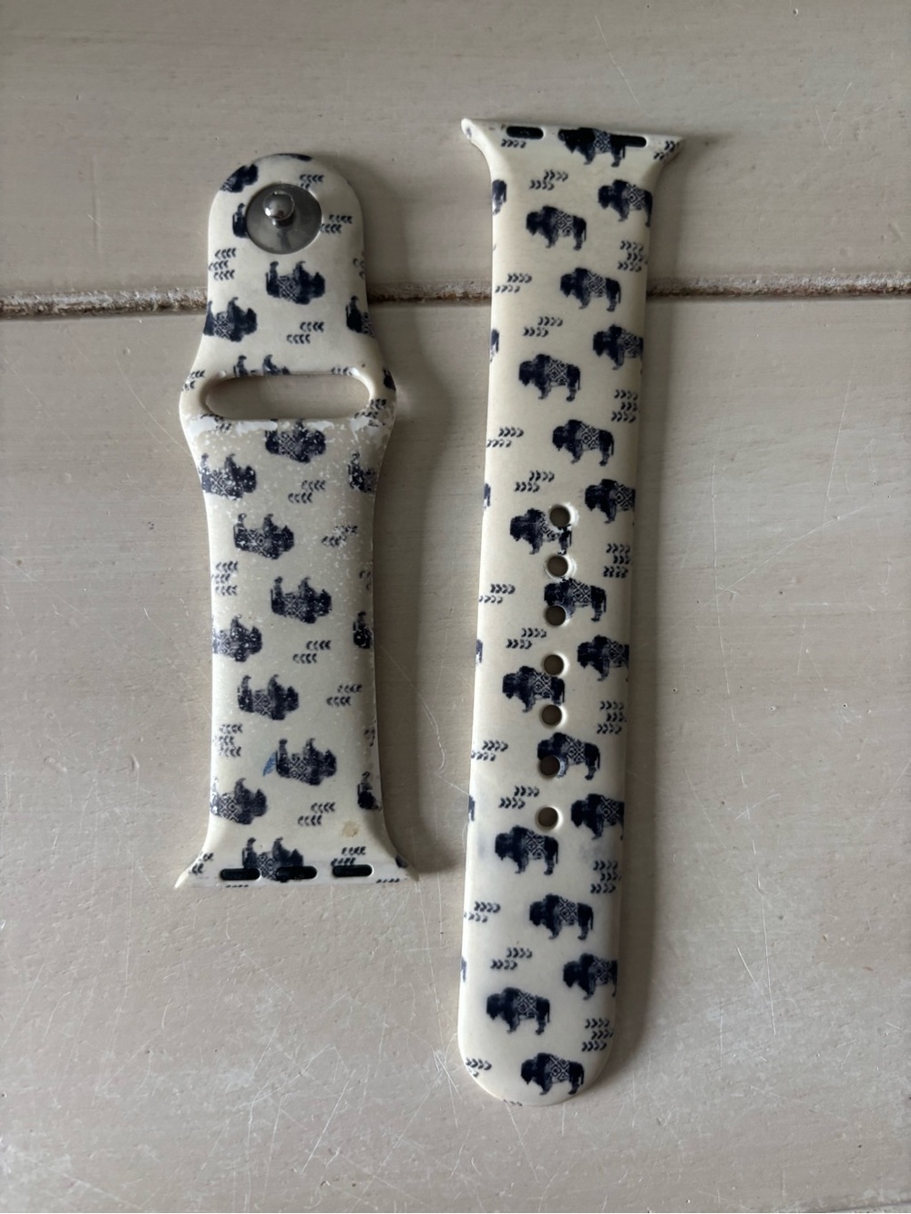 Silicone Apple Watch Band with black Buffalo Print